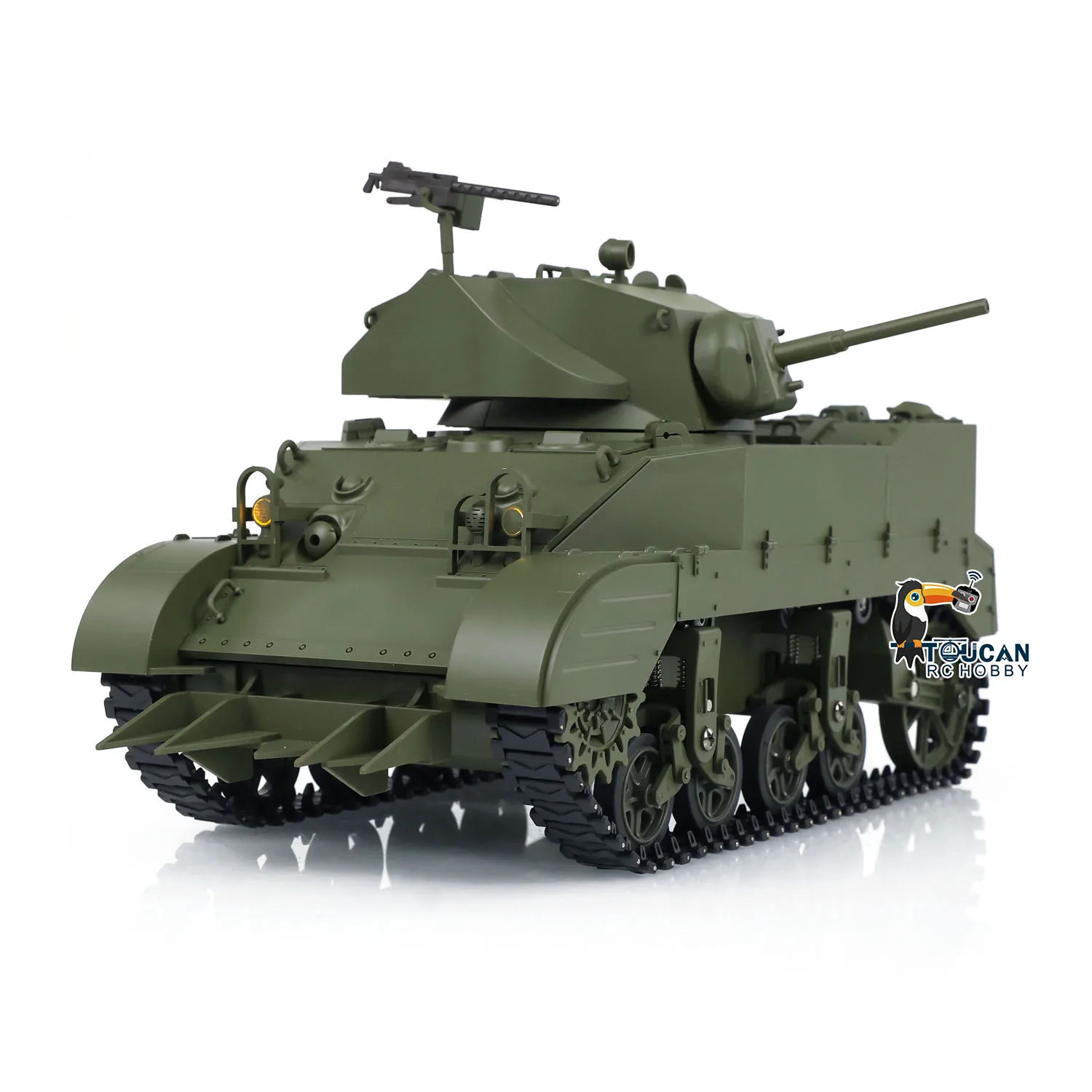 1/16 RTR RC Tank US Stuart M5A1 Tanque léger britannique VI avec lumières sonores à grande vitesse Modèle de télécommande militaire pour les collectionneurs