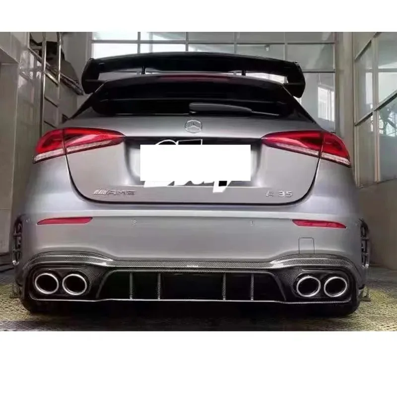 For Mercedes Benz A Class AMG W177 A220 A260 A45 Carbon Fiber Car Rear Bumper Diffuser Rear Splitters Spoiler Back lip view 4