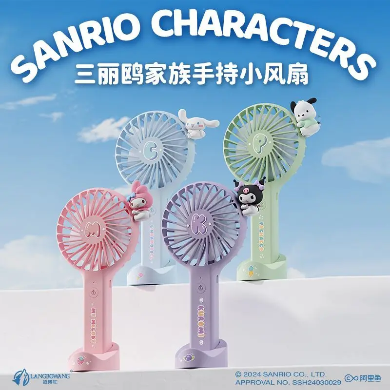 

Summer Sanrio Cinnamoroll My Melody Anime Kawaii Handheld Small Fan Cute Kuromi Pochacco Portable Silent Usb Charging Fan Toys