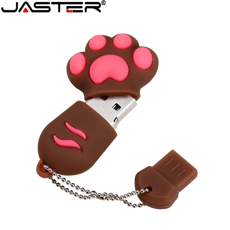 JASTER-unidad Flash USB 128, Pendrive con forma de pata de gato rojo, de 8GB, 16GB, 32GB, 64GB y 2,0 GB