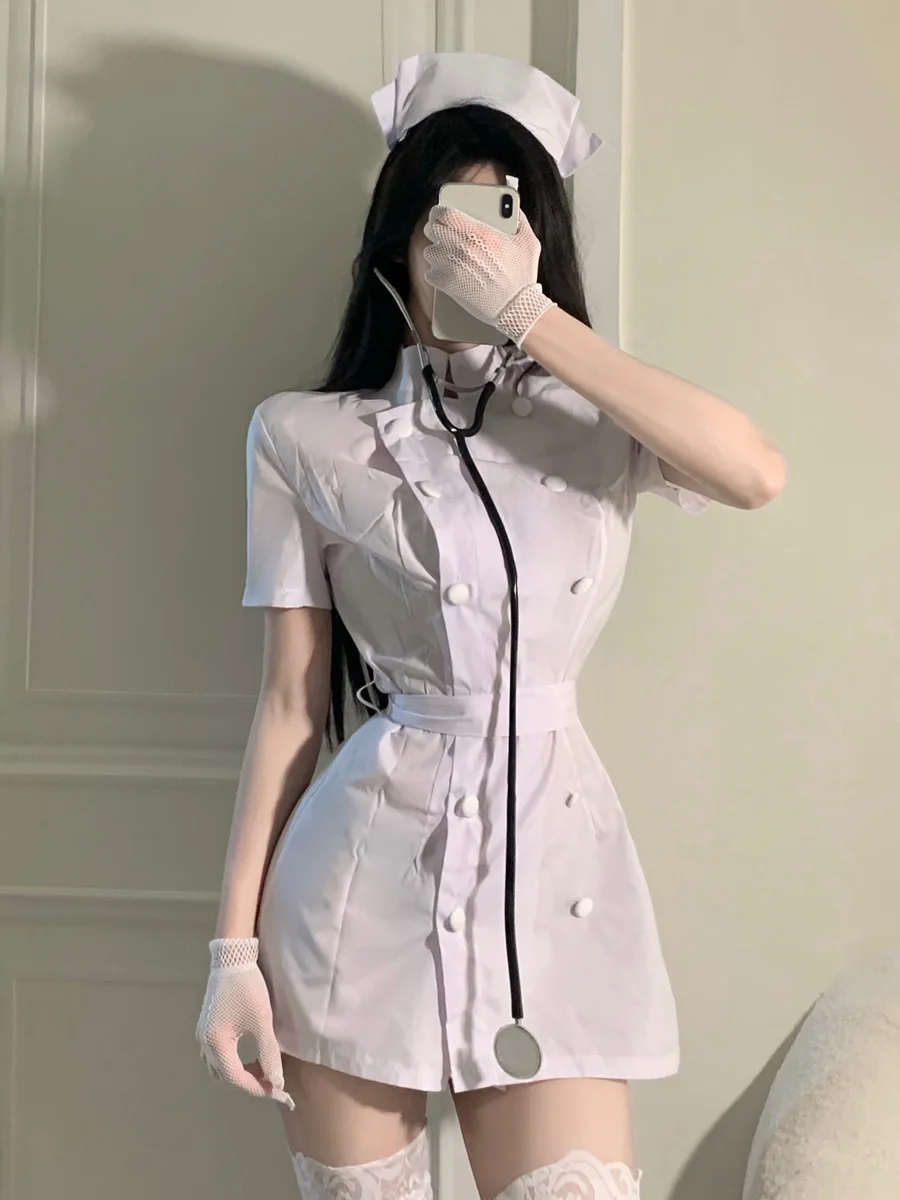 

Sexy Pure Desire Cosplay Night Doctor Flight Attendant Halloween Nurse Dress White Angel Uniform Secretary Suit