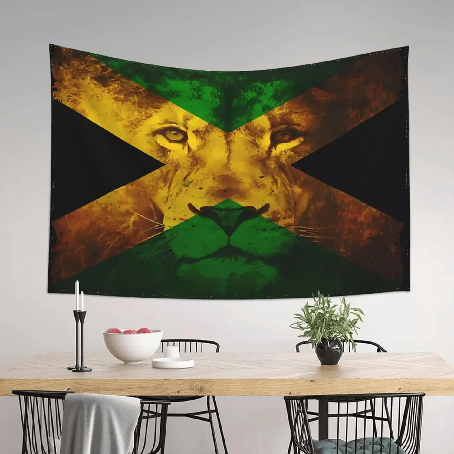 Reggae Music Jamaican Lion Flag Tapestry Wall Hanging Tapestries Wall Backdrop Room Poster Art Aesthetic Decor for Home Office