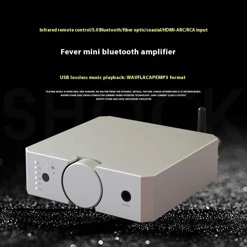 AMXEKR Audiophile Dual Balance Power Amplifier Bluetooth 5.0 200W High Power HIFI Digital Audio Amplifier USB Playback HDMI