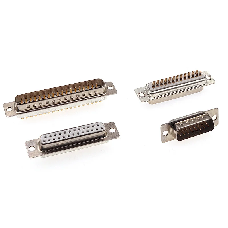 Gold plated Solid Pin DB9 DB15 DB25 DB26 DB37DB44/50/62/78 Hole/Pin Female/Male Welded Connector RS232 Serial Port D-SUB adapter