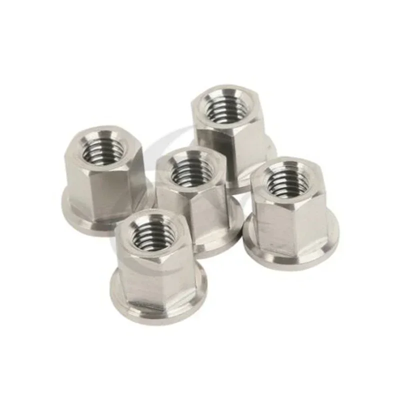 Motocicleta Titanium Exhaust Manifold Flange Locking Nuts, Universal 8mm, M8 x 1.25 Pitch, 12mm Hex, 5Pcs