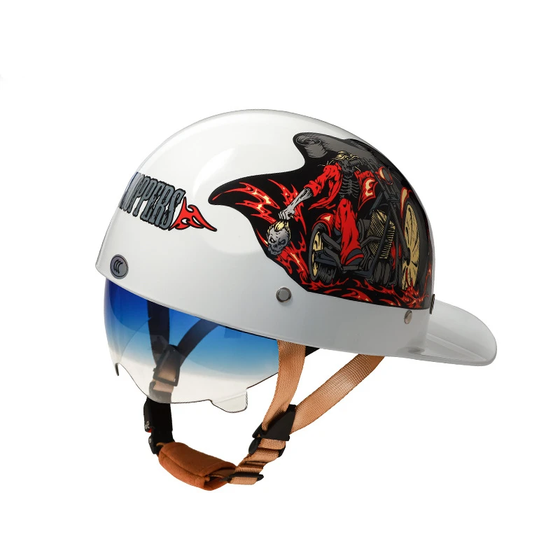 2022 Hot Selling Baseball Cap Helmet with Inner Blue Visor Half Helmet Sun Protection Safety Summer Scooter Light Weight Helmet