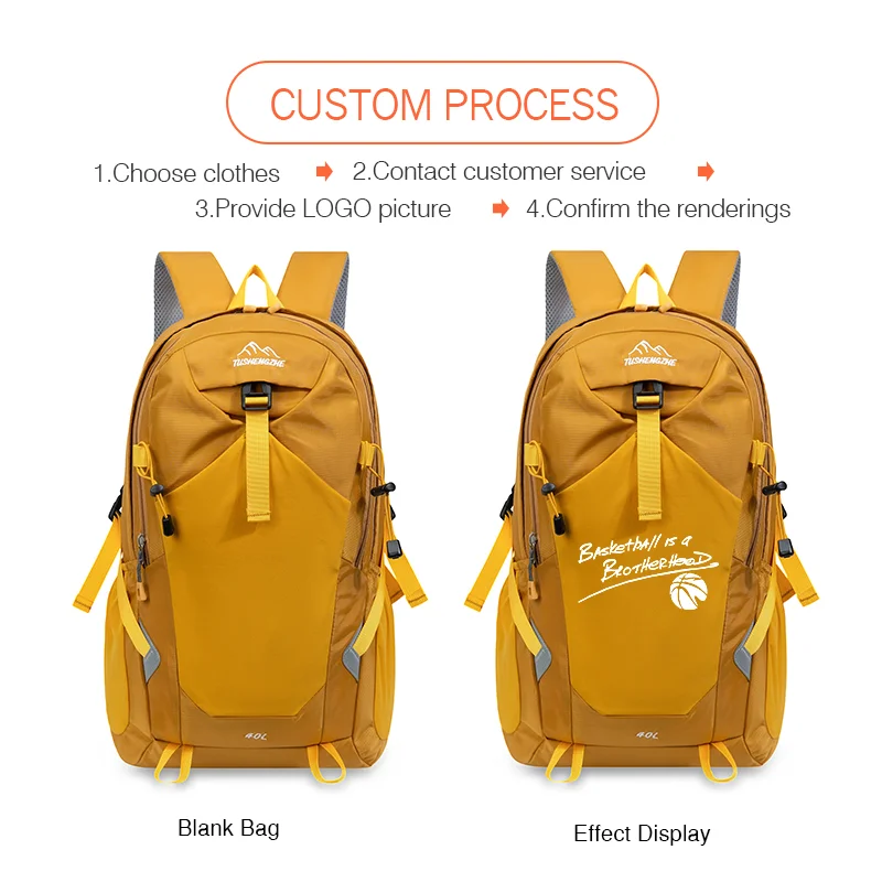 Travel Backpack Waterproof Hiking Bag custom logo Outdoor Sports Pack Multi-Functional Camping Bags print photo Riding pack DIY