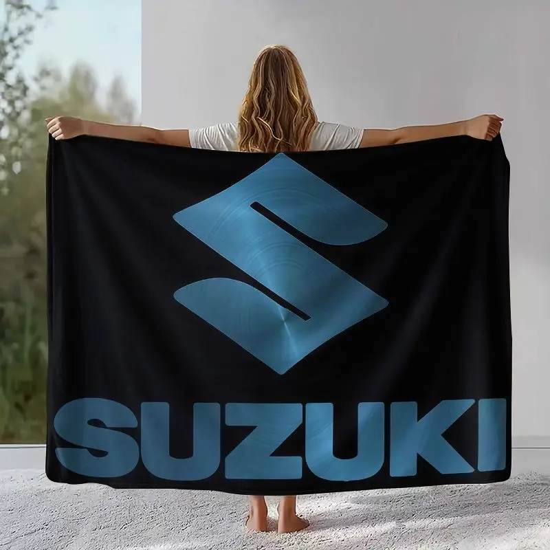 Vintage S-Suzuki Racing Car Soft Flannel Throw Blanket,Cozy Blanket for Bed,Sofa,Living Room,Picnic,Camping,Home Decor Moto