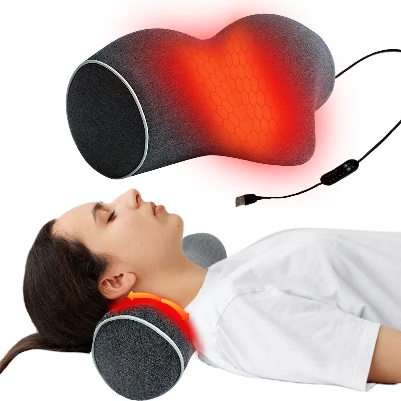 

USB Heating Neck Pillow Cervical Pillow Hot Compress Memory Foam Core Protection Head Muscle Relaxation Relieve Pain Relaxer