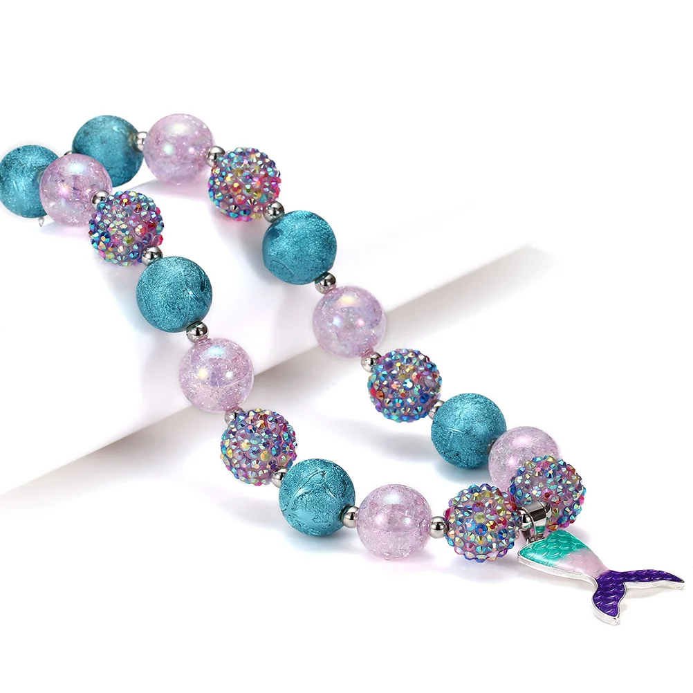 

Beaded Necklace Jewelry Kid Birthday Girl Pendant Baby Chain Chunky Present Necklaces