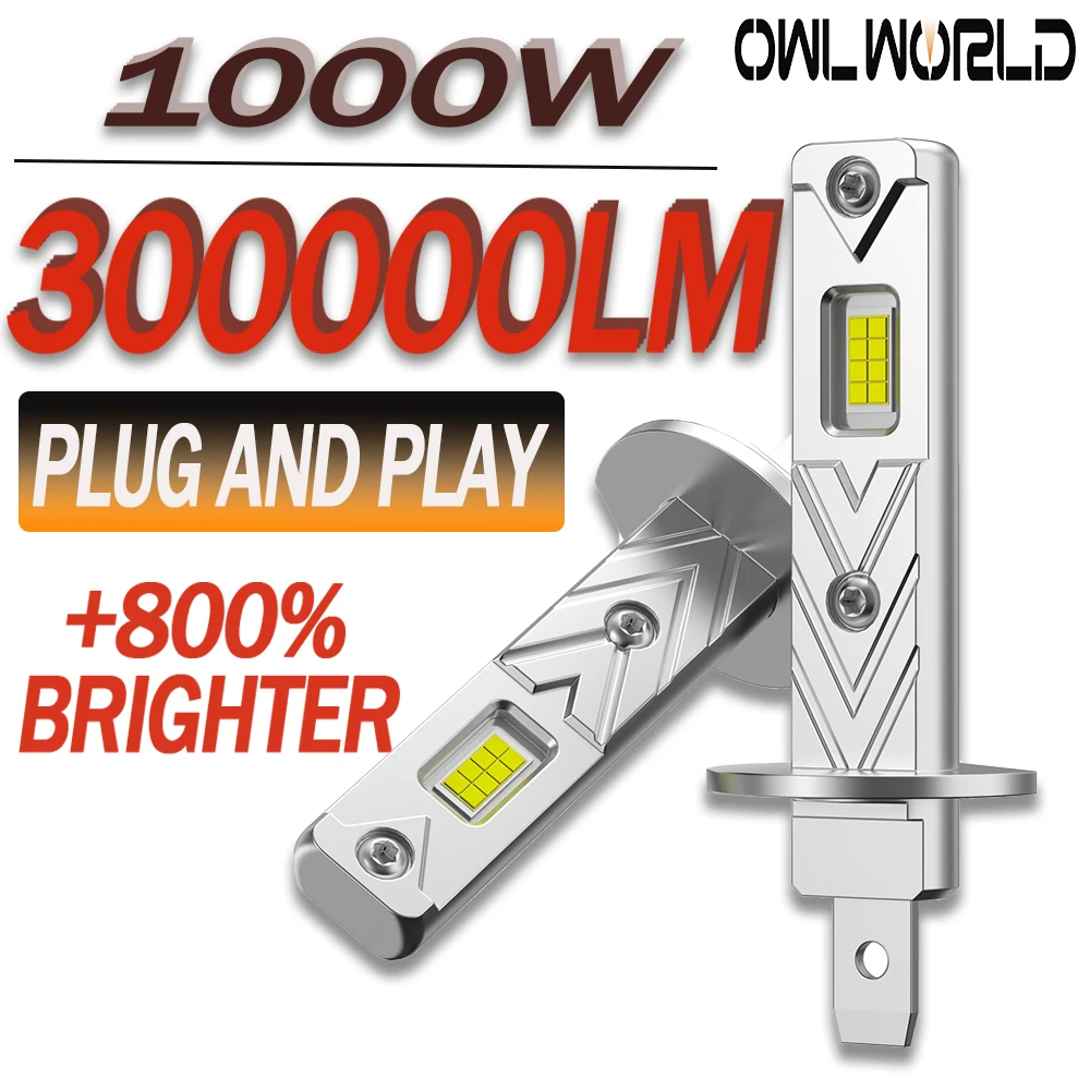 2 Bombillas LED H1 para Faros Delanteros, 1000W, Chip Súper Brillante, Alta Potencia, Impermeables, Repuesto para Luces de Conducción de Automóviles