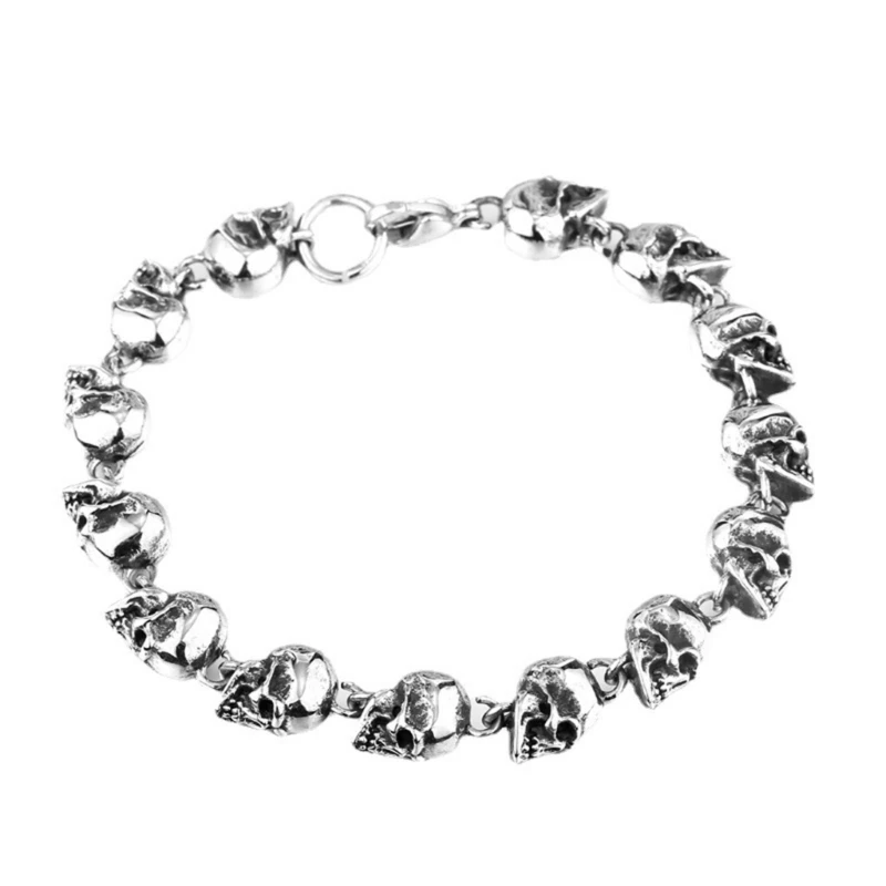 Practical Sturdy Metal Skull Bracelet With Adjustable Fit for All Wrist Sizes