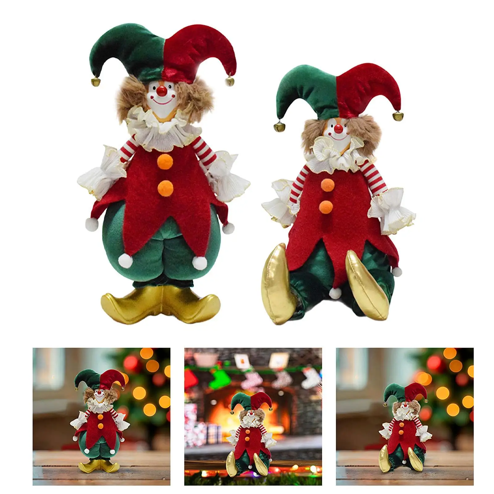 Christmas Clown Doll Home Decor Party Favors Ideal Gift Scene Layout Xmas Figure Figurine for Kitchen Showcase Sofa Desk Bedroom