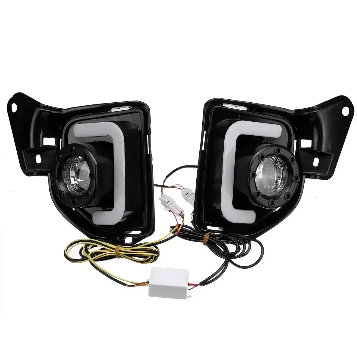 Pair Car LED DRL Daytime Running Lights Fog Lamps With H11 Bulbs 6000K~6700K For Toyota Hiace 2014 2015 2016 2017 2018