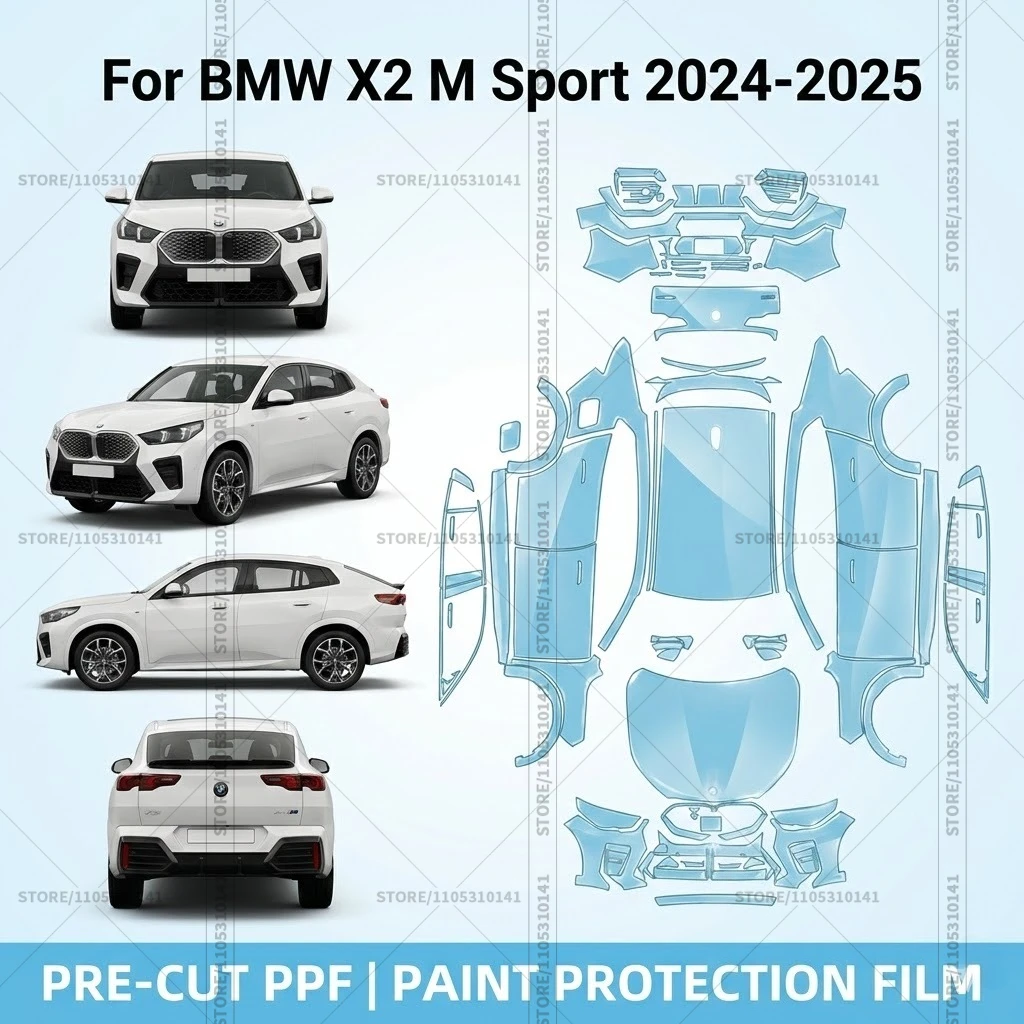 

Для BMW X2 M Sport 2024-2025: Предварительно вырезанная прозрачная защитная пленка (PPF) для автомобиля, профессиональная пленка для полной защиты кузова