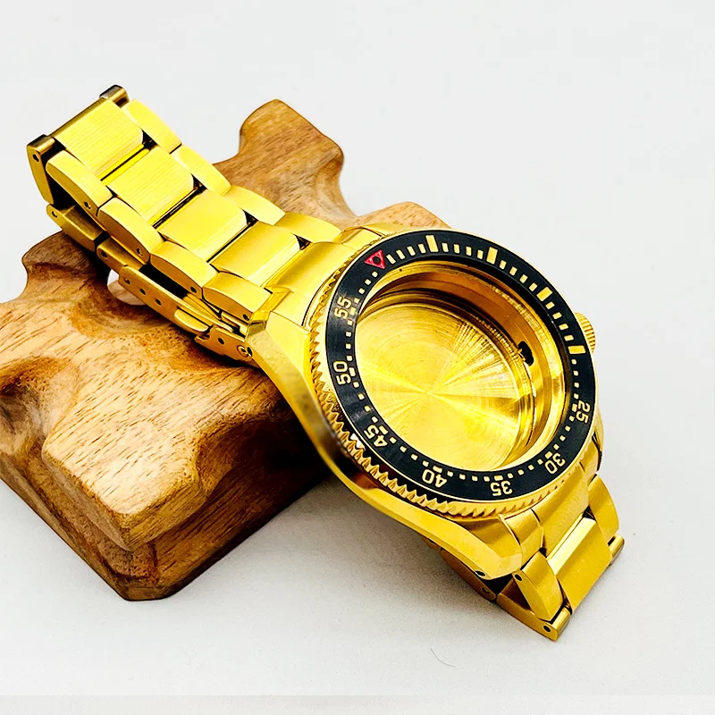 Gold NH35 Watch Case with Strap Fit Seiko SPB185 SPB187 Case For NH35 NH36 Movement Install Stainless Steel Bracelets Watch Case