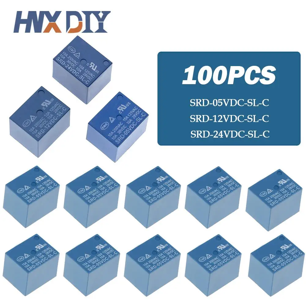 50/100pcs DC 5V 12V 24V Power Relay SRD-05VDC-SL-C SRD-12VDC-SL-C PCB Type SRD-24VDC-SL-C Relays DIY Electronic Kit