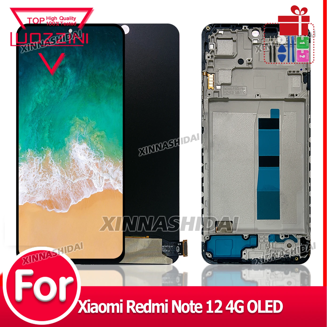 xiaomi-redmi-note-12-4g用テスト済みoled品質スクリーンlcdディスプレイタッチスクリーン-フレームハウジングデジタイザーアセンブリ交換