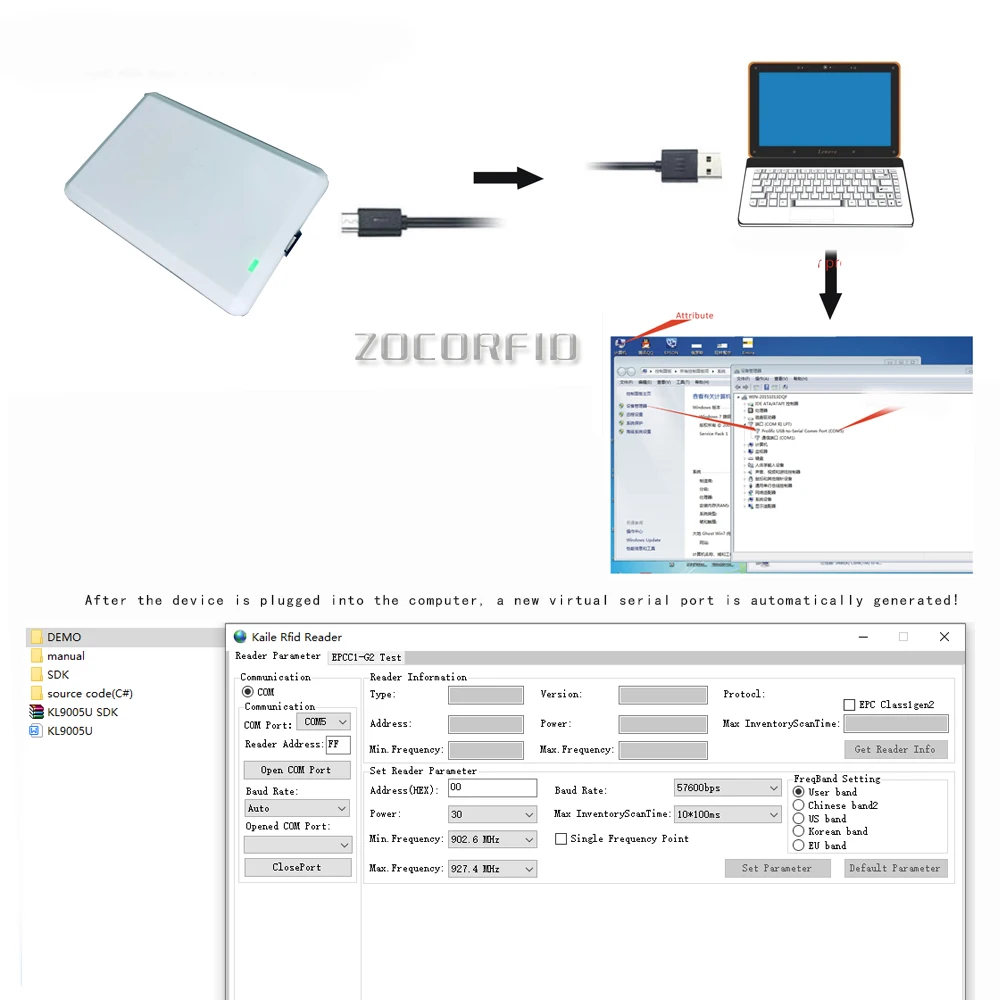 Leitor de Cartão UHF Escritor Copiadora Cloner, Cartão UHF, RFID, ISO 18000, 6C, 6B, 18000-6C, EPC GEN2, Tag Cópia TID