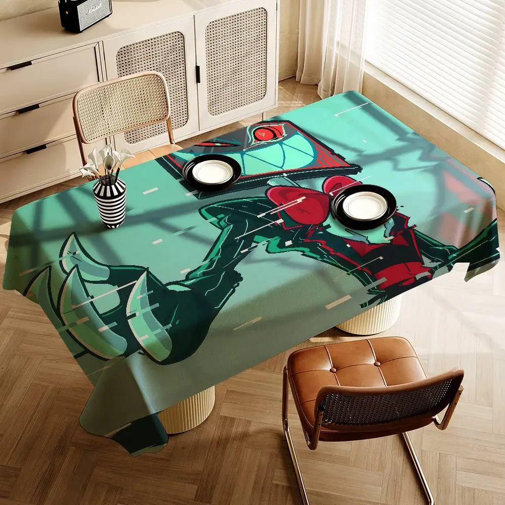 Vox Hazbin Hotel Anime Tablecloth Tea Coffee Table Cloth Waterproof Cloth Wall Stove Rack Rectangular Wedding Banquet Home Decor