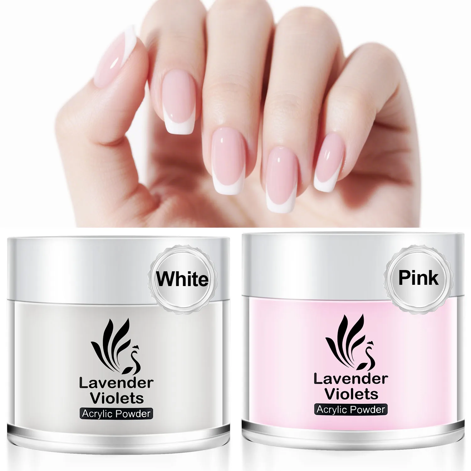2 uds 1,06 oz/30g colores blanco y rosa polvo acrílico y polvo de inmersión 2 en 1 uso para extensión de uñas tallado manicura artística de uñas francesa