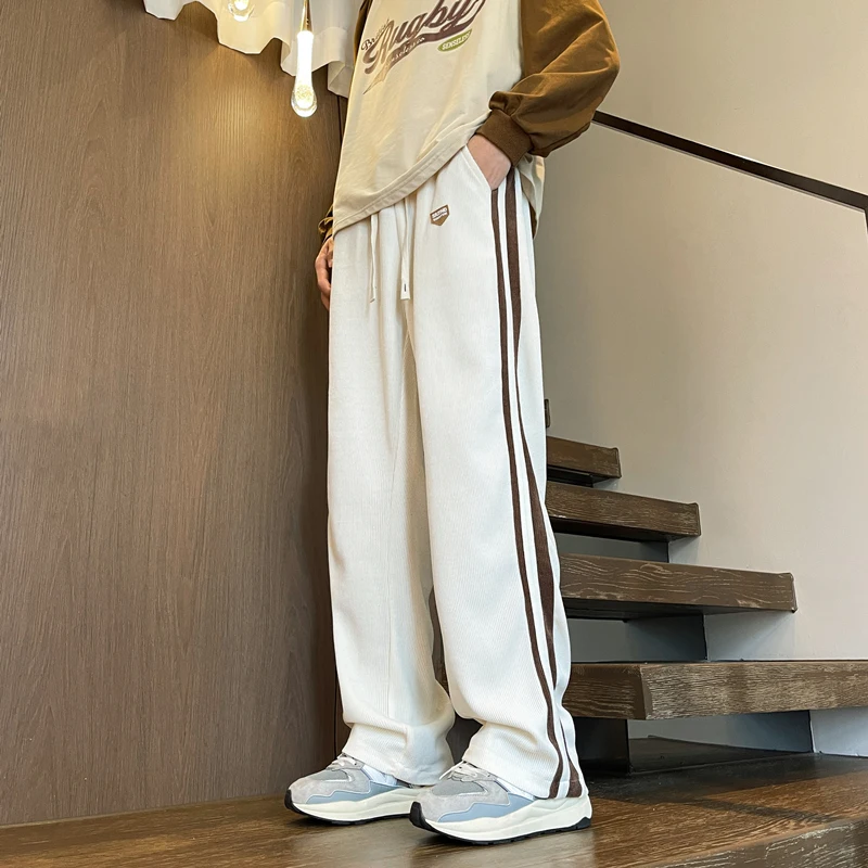 2024 Men Fashion Comfortable Loose Wide Leg Pants Trendy High Street Casual Pants HipHop Sports Pants Hombre Large Straight Leg