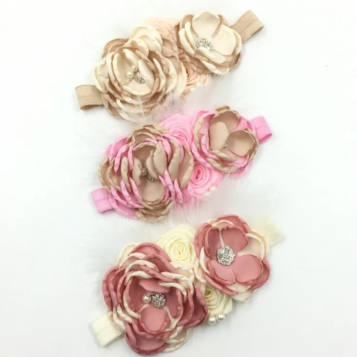 Baby Verjaardag Hoofdband Foto Props Hoofddeksels Chiffon Bloem Met Diamant Kant Brede Hoofdband Voor Baby Meisjes Headwrap Zuigeling Tulband