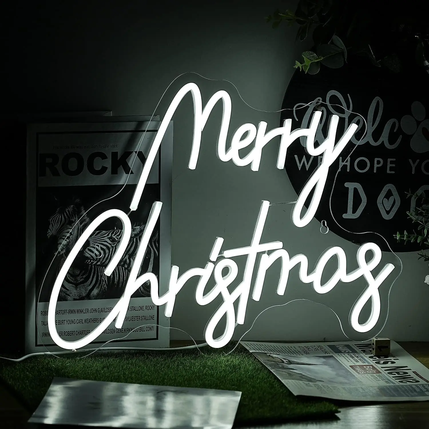 

Letter Merry Christmas Neon Led Sign Glowing Xmas Light Wall Decor For Room Decoration Home Party Shop Bar Bedroom Dimmable Lamp