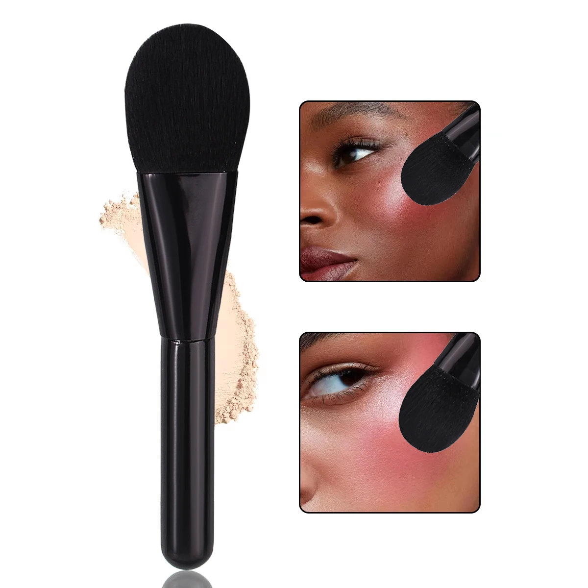Hochwertiger, zungenförmiger Make-up-Pinsel mit Redwood-Griff – Mehrzweck-Rougepinsel, Puderpinsel für Gesichts-Make-up für Anfänger
