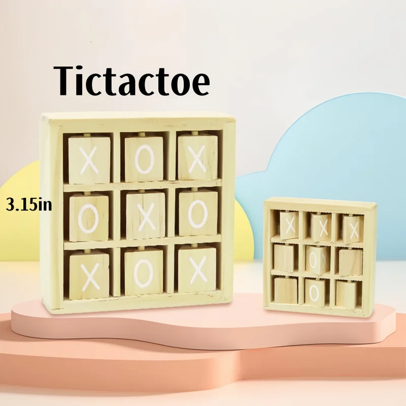 Wooden Tic-Tac-Toe Board Game Insteresting Tabletop Game Toys Kids Party Favors Toys Portable tictactoe game