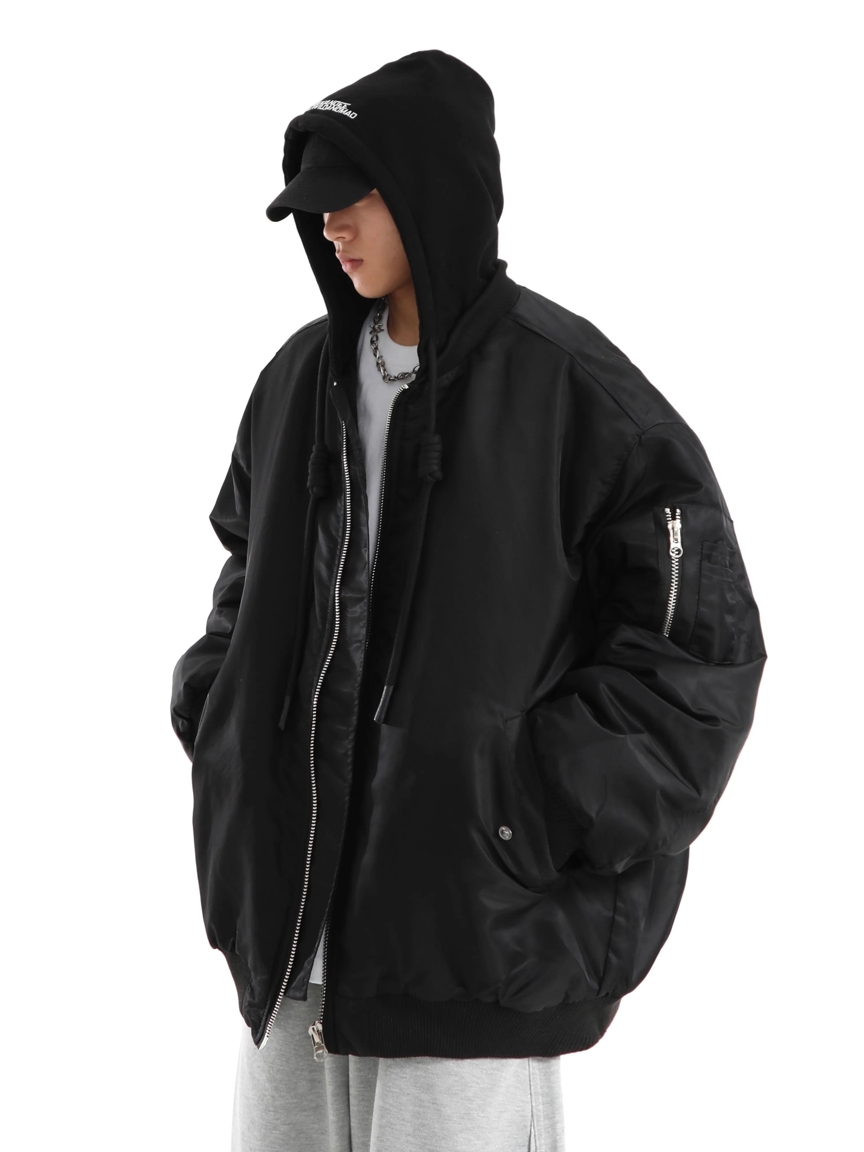 

American Oversized Hooded Baseball Jacket Cotton Men's Winter 2025 New Loose and Thick Cotton Coat