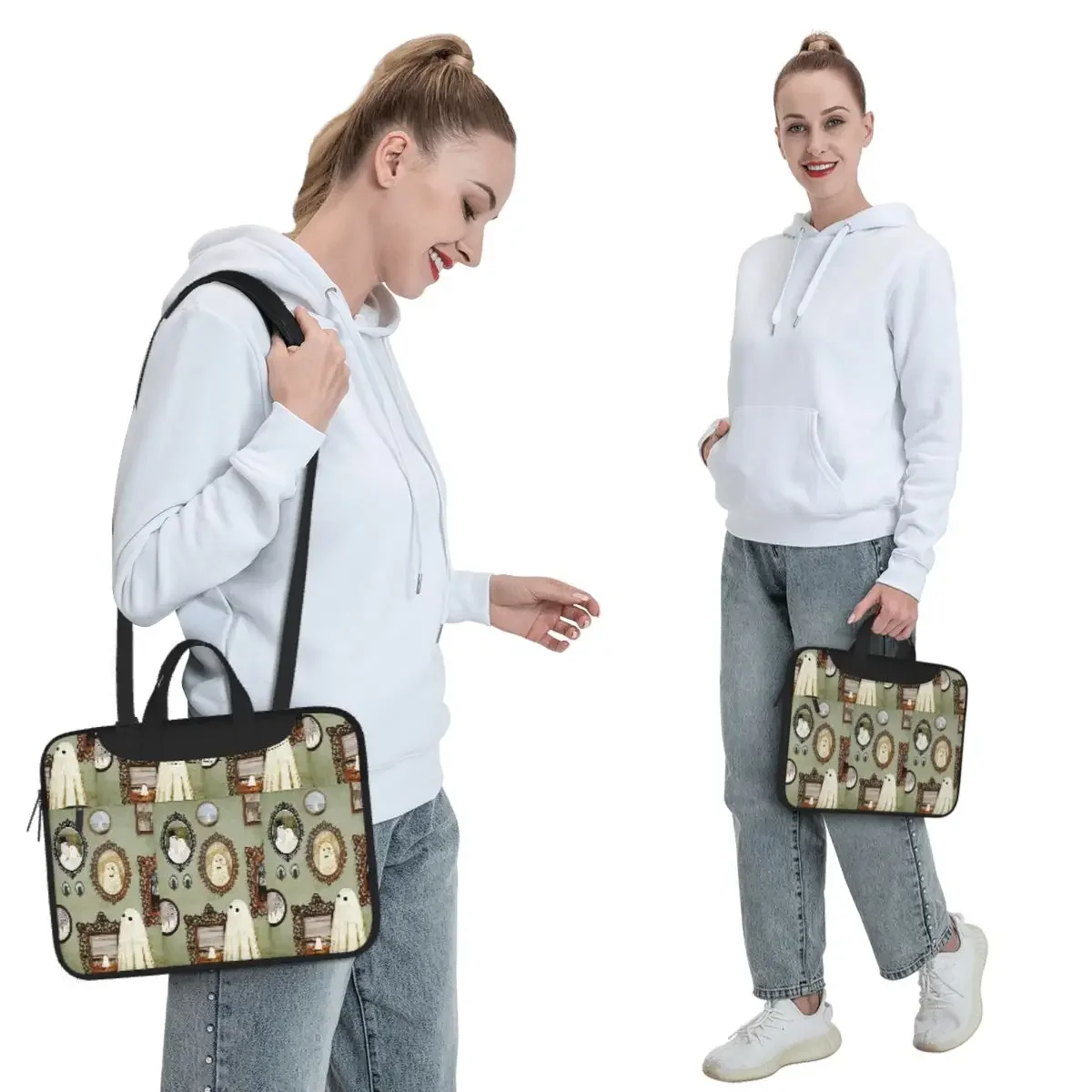 There's A Ghost In The Portrait Gallery Crossbody Laptop Bag Case Computer Bag 13 14 15.6 Inch Notebook Pouch for Macbook