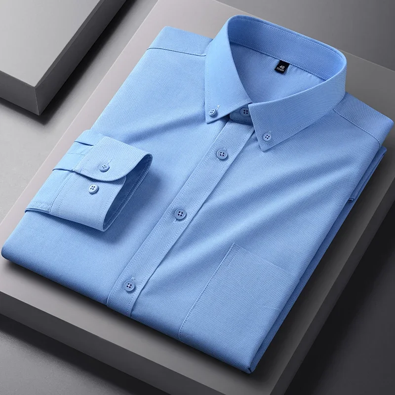 Hight quality ModaL long sleeve shirts for men slim fit formal plain shirt offce designer white anti-wrinkle business clothes