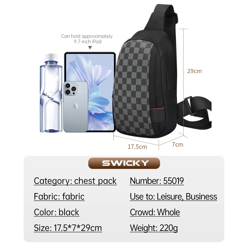 SWICKY Multifunctional Chest Bag Men\'s Fashion Trend Oxford Cloth Shoulder Bag Casual Waterproof Messenger Bag