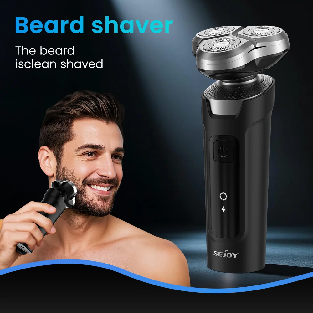 Sejoy Electric Shaver for Men,Wet Dry Shaving Machine,Type-C Rechargeable LCD Digital Display Floating Razor Travel Lock