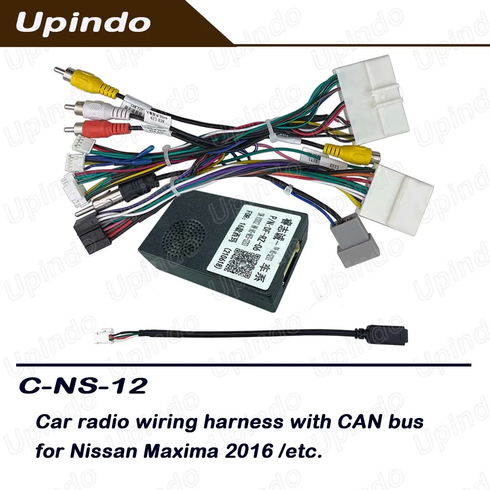 For Nissan Maxima 2016 Android Radio Wiring Harness CAN Bus Decoder 16 Pin Power Connector Complete Kit