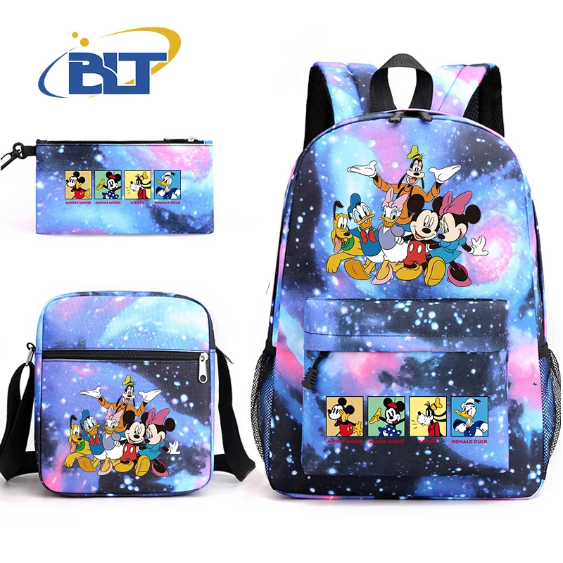 Mickey Mouse and Friends print kids backpack 3-piece set student school bag shoulder bag pencil case set