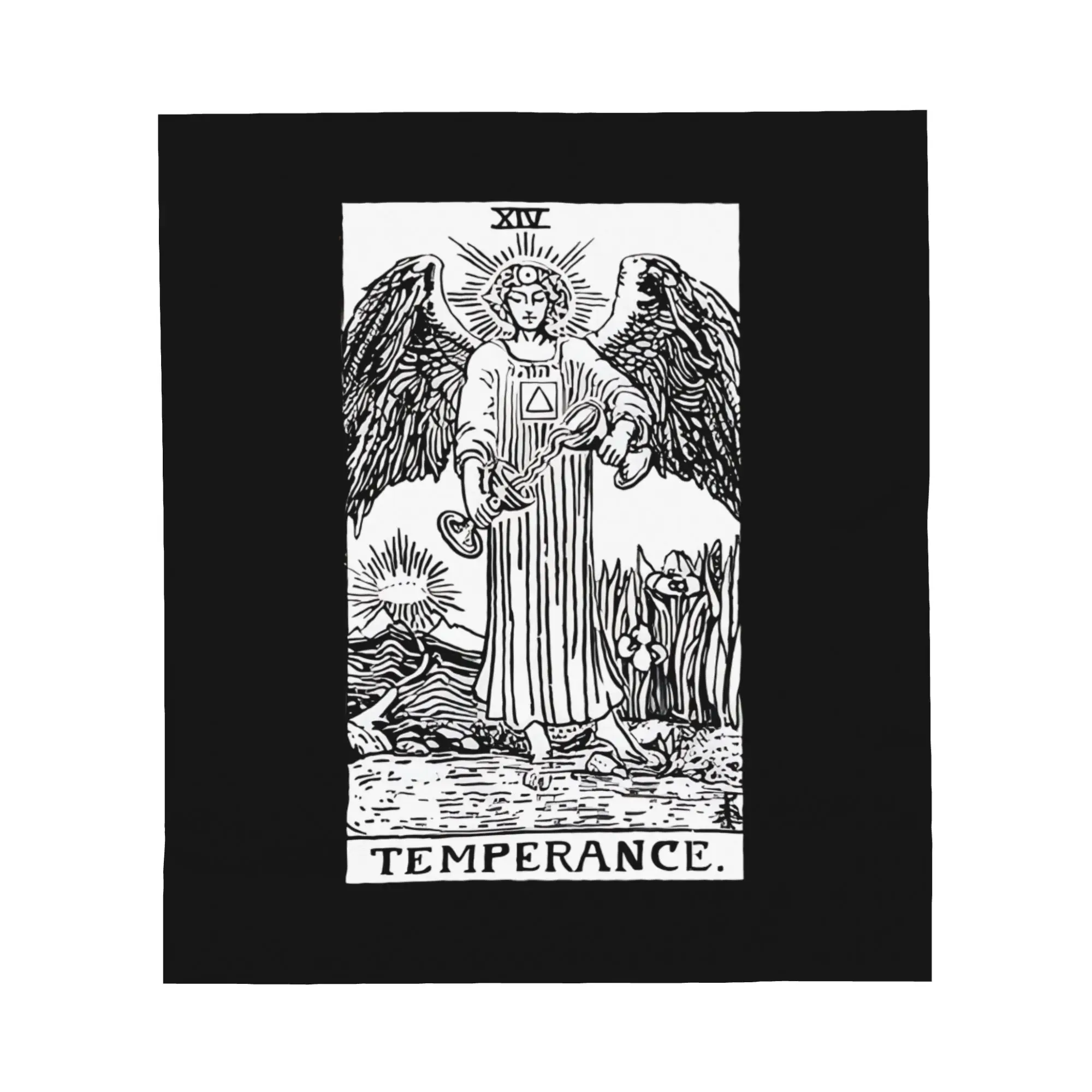 1PC Tarot Card   Temperance Black & White Blanket Throw Blanket Novelty Warm Blanket All Season Gift