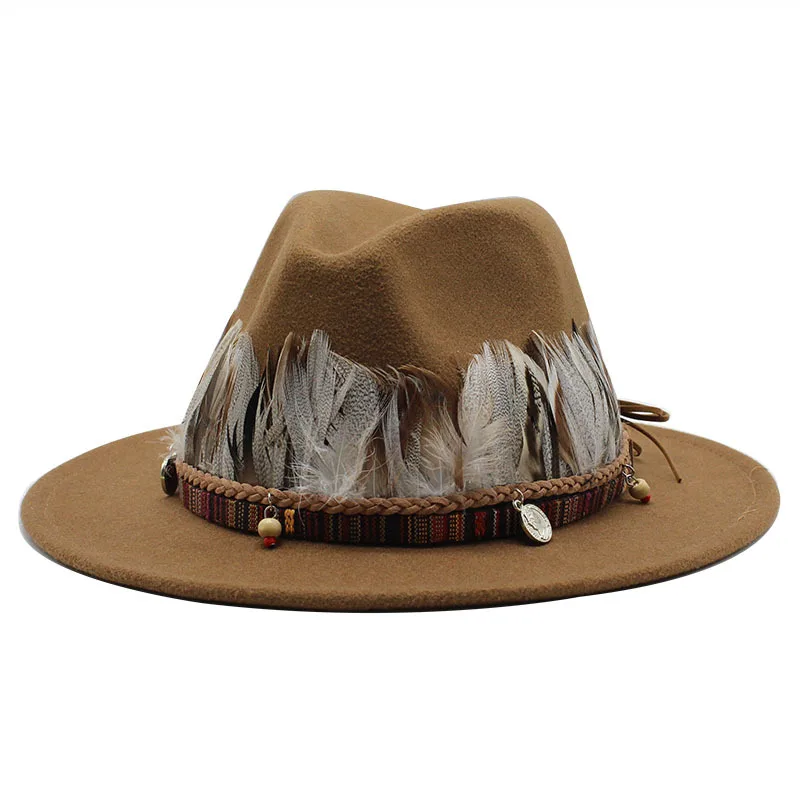 Sombrero Fedora de ala ancha para mujer, sombrero de lana, estilo británico, cinturón de moda, elegante, primavera, Otoño e Invierno