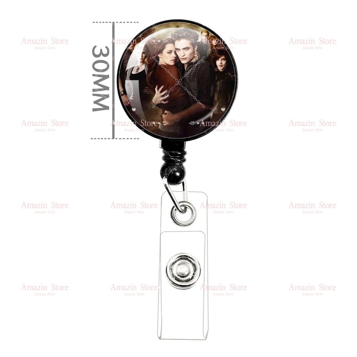 Movie Bella Edward Jacob Renesmee Retractable Badge Reel 30MM Round Glass Cabochon Twilight Character  Fashion
