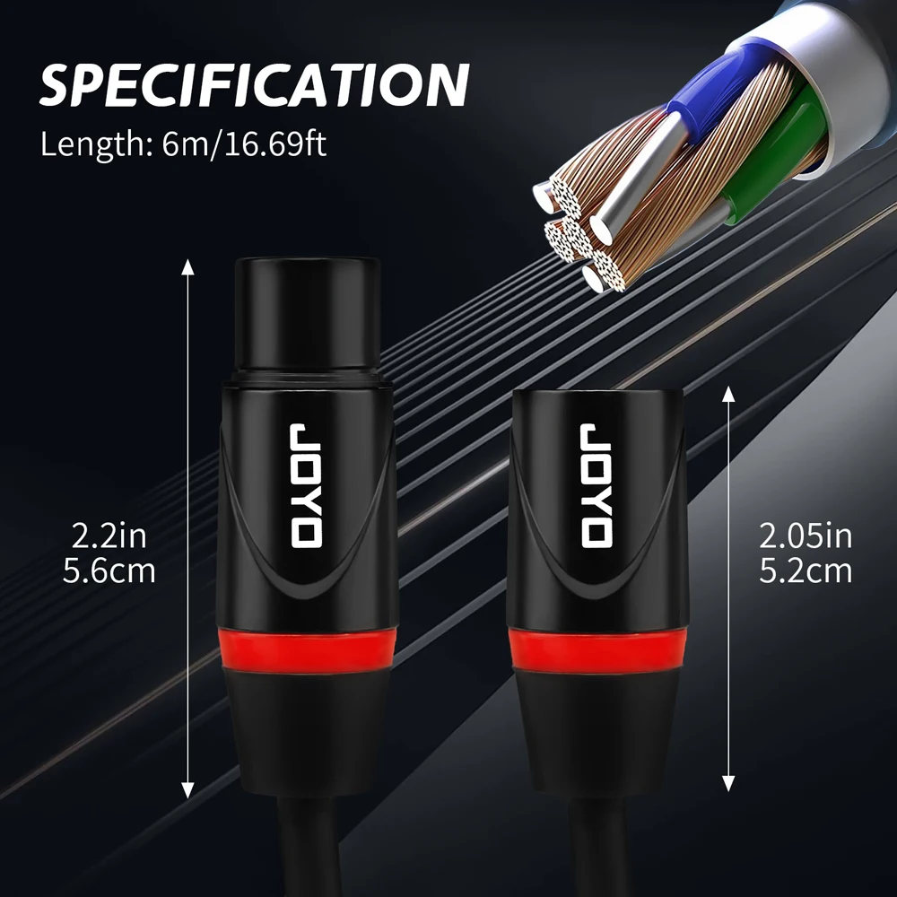 JOYO CM-28 High-end XLR Audio Cable Gold Plated Pure Copper Core Low Noise PVC Shielding Layer Instrument Cable
