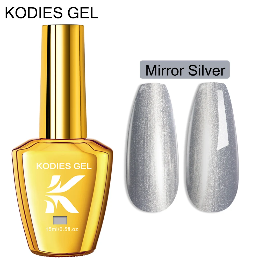 KODIES GEL Metallic Gel Nail Polish 15ML Mirror shine Silver Painted Hybrid Varnish Semi Permanent UV Manicure Drawing Nail Art