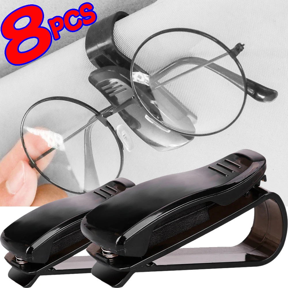 8PCS Universal Car Auto Sun Visor Glasses Box Sunglasses Clip Card Ticket Holder Fastener Pen Case Eyeglasses Clips Accessories