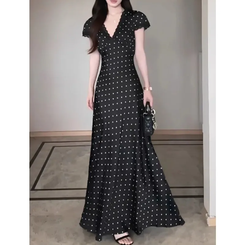 Vestido de Moda Feminino Elegante e Personalizado para Primavera Verão 2025, Vestido Estampado em Camadas