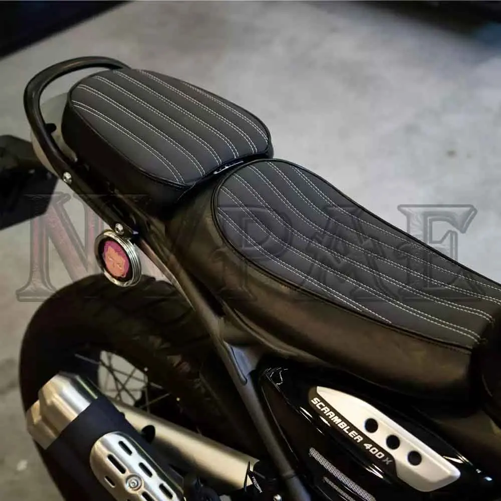For Scrambler 400X Speed 400 Cushion Modified One Piece Split Dual Rider Seat Pad Vintage Stitching Comfort Replacement Saddle