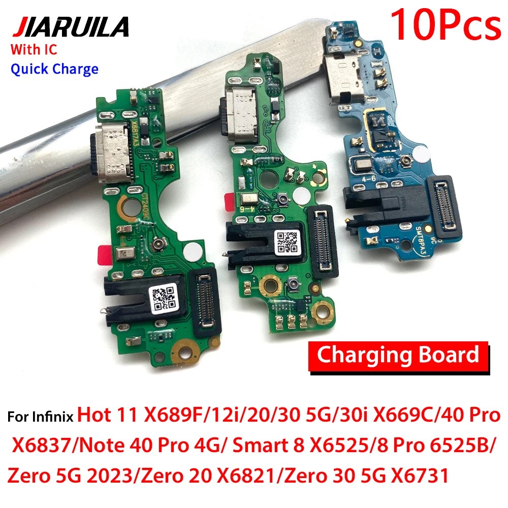 

10 шт. USB-док-станция для зарядки, гибкий кабель, разъем для Infinix Hot 11 12i 20 30i 30 40 Pro/Zero 20 30 5G 2023/Smart 8 Pro