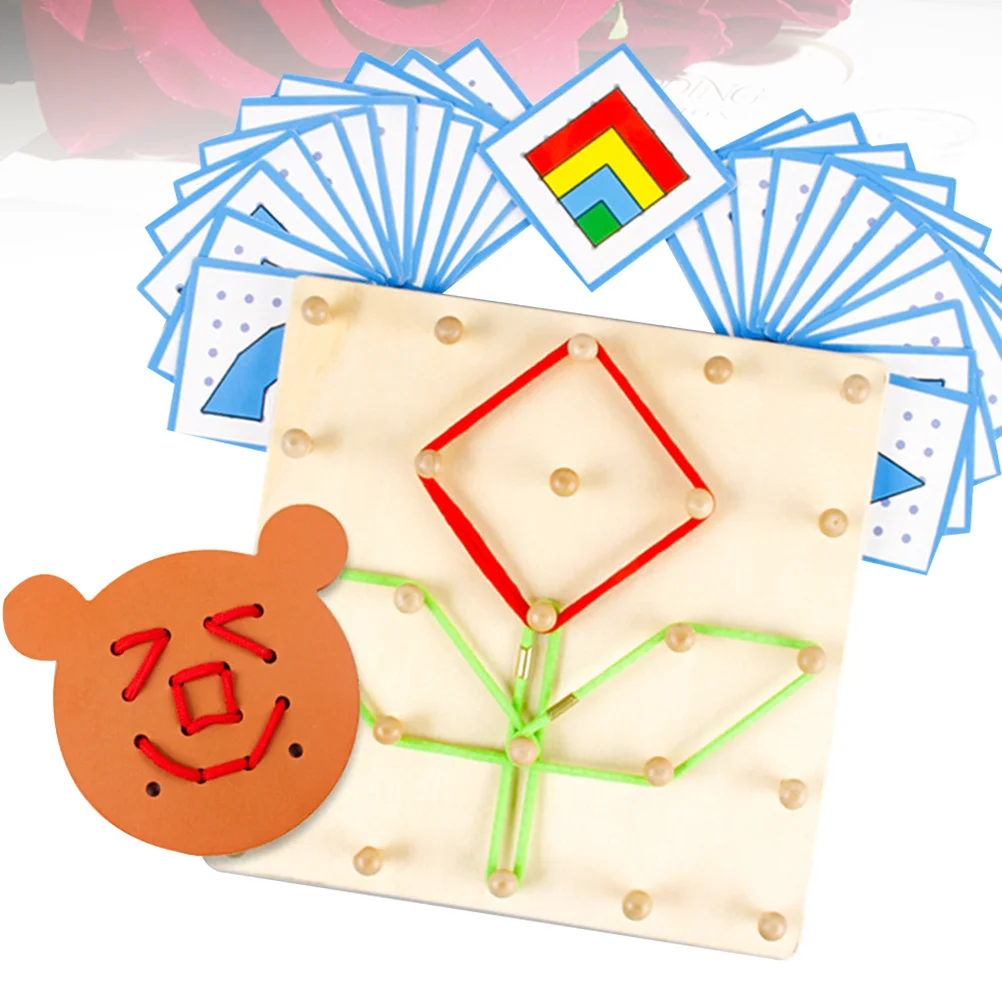 1 st Houten Geometrische Puzzelbord Kinderen Wiskunde Leren Elastiekje Vorm Spel Voor Voorschoolse Geometrie Onderwijs Nagelplaat