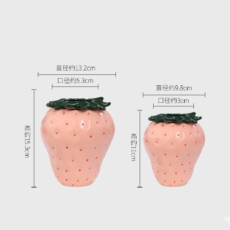 Cartoon Strawberry Vase Strawberry-shaped Ceramic Vase Floral Accessories Fruit Pots Flowerpots Home Decoration Accessories New