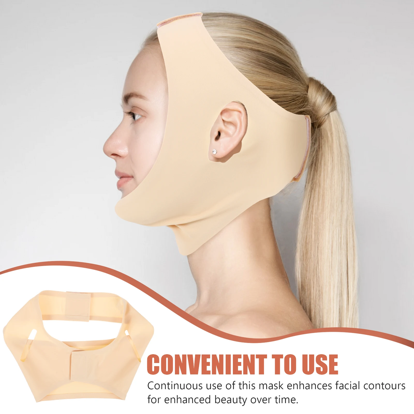 

Slimming Face Mask Shaping Tool Double Chin Reducer Reusable Skin Color XXL Size Breathable Facial Lift Device