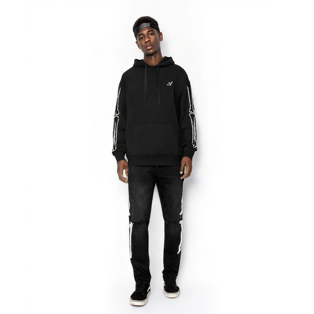 Nuevos Jeans Y2K Slim Fit con Bordado de Cuero y Huesos, Estilo Urbano, Ripped Rock Revivals, Pantalones Casuales Desgastados para Hombre